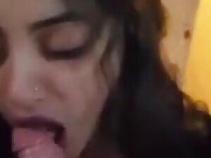Hindoo teenager indulges in oral sex, eagerly exploring her partner's pleasure zones.