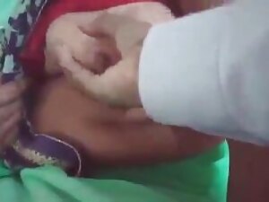 Elderly Indian aunties receive sensual breast rub during sexual encounter.